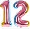 LAPONO Luftballons Geburtstag Zahl 12 Bunt, XXL Folienballon Zahlen 1 und 2 Riesen Helium Ballons 12 Jahre Geburtstagsdeko für Junge, Mädchen 10. Regenbogen 21. Kindergeburtstag Jubiläum Party Deko