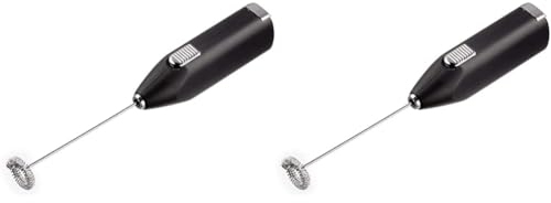Xavax Mousseur à lait Milchicopter (Batteur à lait en acier, moteur très puissant à 14 000 tours/minute, spirale spéciale, nettoyage facile, mousseur à lait, balai Matcha) Noir (Lot de 2)
