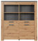 trendteam smart Living - Follow - Highboard - Eiche/Anthrazit - Vitrine mit viel Präsentationsraum - (BxHxT) 127 x 139 x 40 cm - Wohnzimmerschrank mit edler Grauer Rückwand