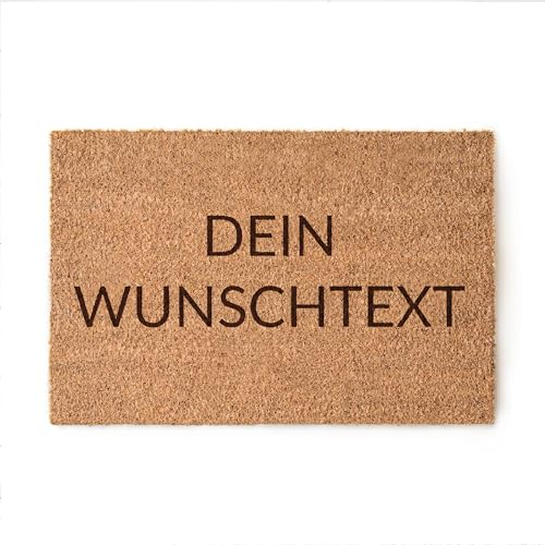 Personalisierte Kokos Fußmatte 60x40 - rutschfeste Schmutzfangmatte für Innen mit Wunschgravur - Fussabtreter Indoor - Schuhmatte als Türvorleger, Fußabstreifer Geschenk zum Einzug (60x40)