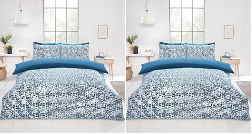 Rapport Home Pebbles Microfibre Duvet Cover Set Single-size Bedding Blue with Pillowcases included (Pack of 2)