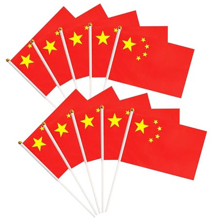 Lot de 50 petits drapeaux chinois chinois sur bâton, drapeaux nationaux miniatures, décorations de fête pour défilés, festival international