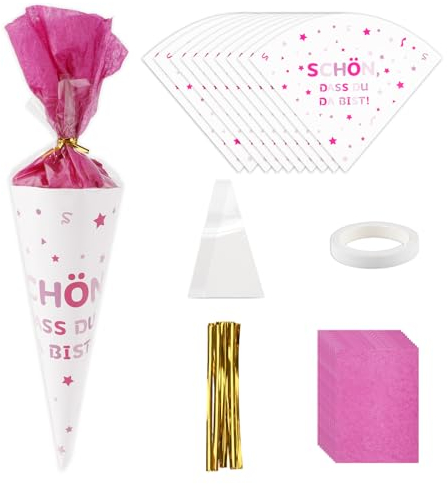 10 STK Schultüte Klein, Geschwister Schultüte Mädchen, Schultüte Mini Zum Befüllen Schulkind, Mini Zuckertüten Deko Für Einschulung Schulanfang - Lila