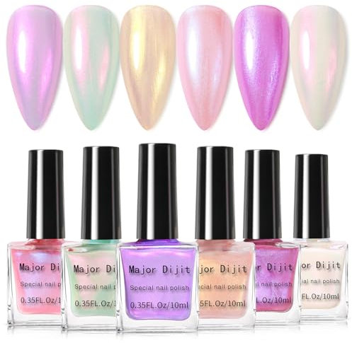 DouborQ 6 Color Shimmer Glitter Nail Polish Set Long-lasting Sequins Nail Art Varnish (1-6)