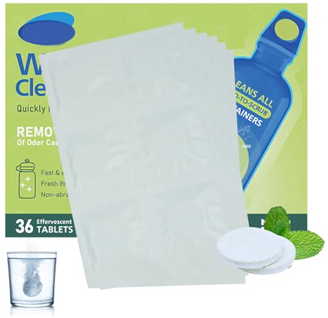 Water Bottle Cleaning Tablets 36Pcs, Descaler for kettle tablets, Bottle cleaner for All Stainless Steel, Plastics & Glass Containers, Individually Packed kettle descaler - Fresh Scent