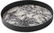 SLHEQING Perfume Trays, Black Cosmetic Tray Metal Vanity Decorative Trays Vintage Bathroom Tray, Round Dressing Table Organiser (25cm)