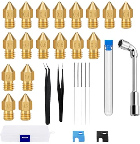BDHYYM 30 Stück 3D Drucker Zubehör, 3D Printer Werkzeug Kit mit Düsen Reinigungsset, Pinzetten, Schraubenschlüssel und Vieles mehr