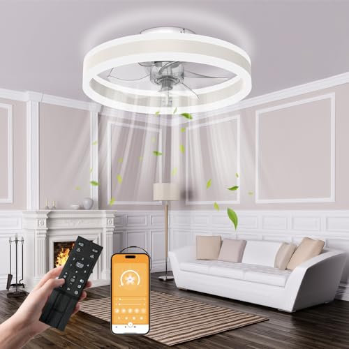 Nalezuns Ventilateur de Plafond, Ventilateur Plafond avec Lumiere Silencieux, Silencieux Ventilateur 6 vitesses de ventilateur, intensité variable, 3 couleurs pour toutes les saisons