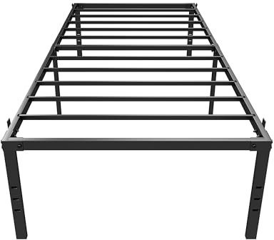 Crystals Twin Size Metal Bed Frame | Durable Black Metal Frame with 45.7 cm Under Bed Storage | 270KG Weight Capacity | Sleek Rectangular Shape | Noise-Free Steel Slats | 95 x 190 x 45.7 cm