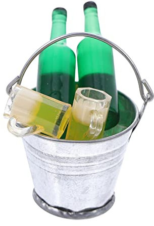 TOYANDONA 1satz Miniatur Bier Set Mit Eiseimer Maßstab Inklusive Bierflaschen Und Gläsern Für Puppenhäuser Und Sammlerstücke Stilvolle Deko Für Bar Und Garten