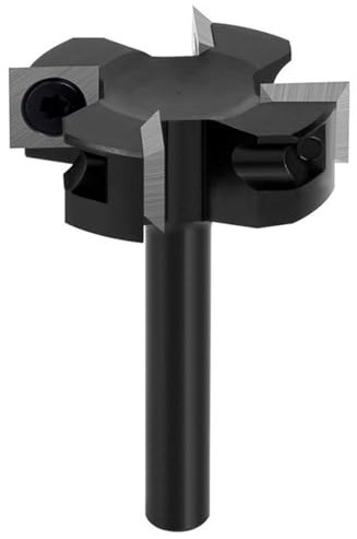 TOOSOAR Fraise à Surfacer, Fraise a Surfacer pour Défonceuse, Fraises à Surfacer Amovibles Tige 12MM, Dispositif de Surfaçage à Quatre Lames T-Shape