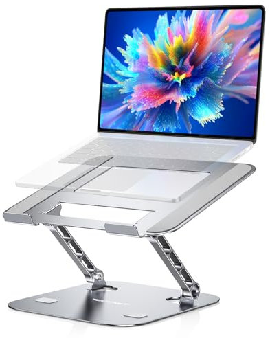 TECKNET Laptop Stand for Desk, Adjustable Laptop Holder, Desktop Riser for Laptops 11-17.3, Sturdy & Non-Slip PC Stand with Heat Dissipation for Home, Office, Business (Silver