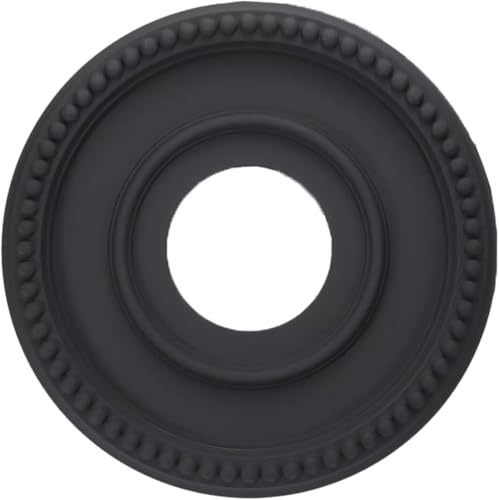 Deckenrosette,Stuckrosette,Schwarzes Rundes Medaillon PU-dekorative Zierelement, Stuck, Wanddeko Wohnzimmer Lampe rund Außendurchmesser12,4 Zoll Innendurchmesser4 Zoll