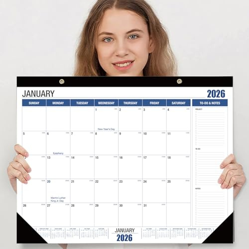 Wandkalender, 2025/26, Großbritannien, großer Wandkalender von Januar 2025 bis Juni 2026, 55,9 x 43,2 cm, großer Schreibtischkalender für Familienküche, Zuhause oder Büro