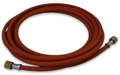 INTERGAS 8mm LPG Rubber Gas Hose – Heavy-Duty Flexible Hose with 3/8 LH BSP Fittings – Safe 20 Bar Working Pressure – Propane & Butane Compatible Pipe for Blow Torches, BBQs & Outdoor Heating - 5M