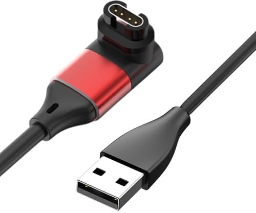MohLythrix Charger Cable for Garmin vivoactive 5 4 3, Forerunner 55/255/265/945/965, Fenix 8 E 7 6 5, Venu 3 3s, epix Gen 2, Instinct 2, Data Sync USB Charging Cord for Garmin Watch, Red