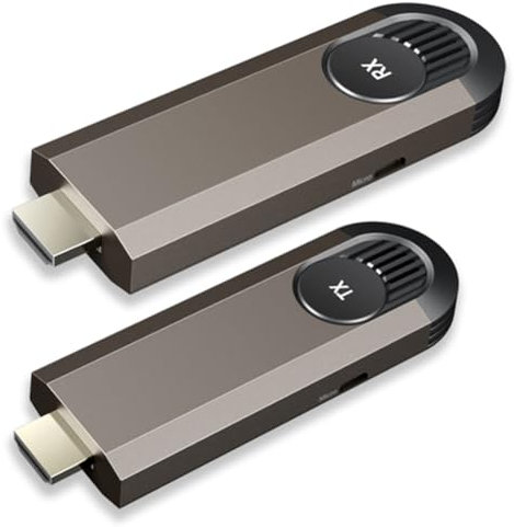 Ptdfjspt Kit de Extensor Inalámbrico Transmisor y Receptor Inalámbrico de Audio y Vídeo de 5,8 GHz para Cámara, Computadora Portátil, PC A TV, Monitor, Proyector