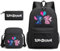 Rucksack mit Lunch-Tasche, Federmäppchen, 3-teiliges Kinder-Büchertaschen-Set, 3D-gedruckte Reiserucksäcke, Stitch Cartoons Hohe Kapazität Schultasche, schwarz