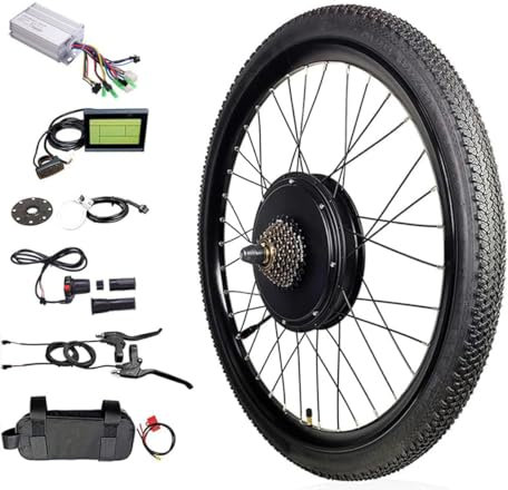 48V 1500W Electric Bicycle Conversion Kit, Front/Rear Wheel Bicycle Motor E-Bike Kit LCD Display, 20~700C Front/Rear Wheel Electric Bike Motor Conversion Kit E-Bike Cycling Hub (26 Rear wheel)