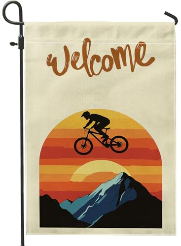 Mid-Century Sun Vintage-Fahrrad-Gartenflaggen, 30,5 x 45,7 cm, doppelseitig für draußen, dekorativ, Retro-Fahrrad-Muster, Vorhof-Hausflagge, coole Outdoor-Flagge für den Hinterhof, Rasen, Flagge