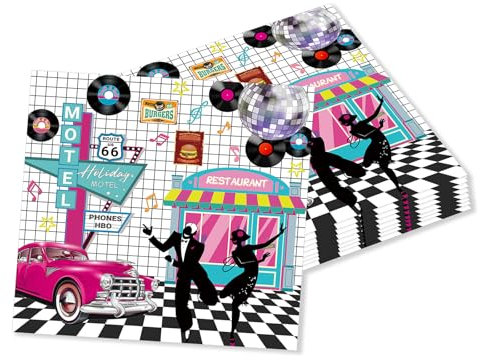 ParPix 20 Stück Rock Disko Deko Servietten, 33x33cm Disco Party Deko Serviettens, 70er 80er 90er Partys Papierservietten, Serviettens Geburtstag Discokugel Dekoo, Discokugel Party Papierservietten