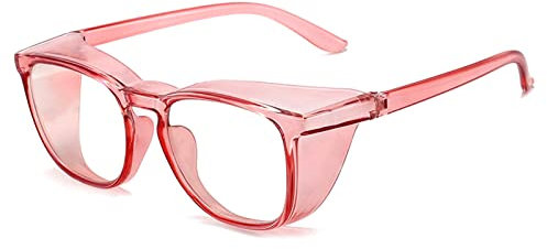 LLGHT Anti-Fog-Schutzbrille, Anti-Fog-Schutzbrille mit Seitenschutz, Sicherheitsschutzbrille, Anti-Blaulicht-Arbeitsbrille, Fahrradbrille mit klaren Gläsern(Transparent pink)