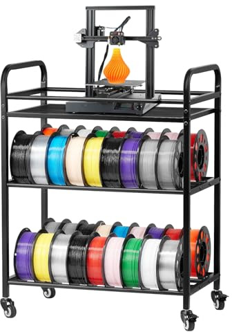 VEVOR Supporto di Stoccaggio per Filamenti 3D da 680 x 400 x 880 mm Ripiano per Filamento per Stampante 3D a 3 Livelli con Ruote, Filamenti Organizzati per Ufficio e Officina, Nero