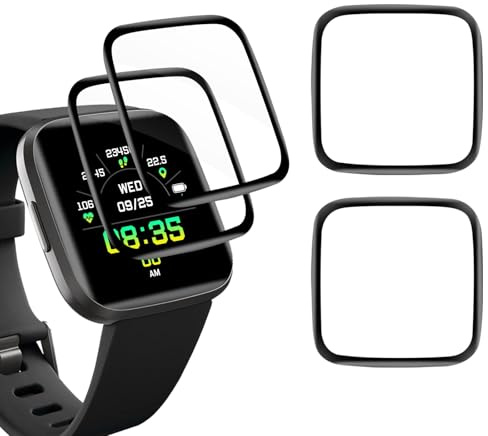 Carantee Schutzfolie für Panzerglas für Fitbit Versa 2/Versa 4, 2 Stück Kratzfest Schutzglas, Wasserdicht, Sensitive Touch, Anti-Öl, Keine Blasen, HD-Klar Fitbit Versa 2 Displayschutzfolie