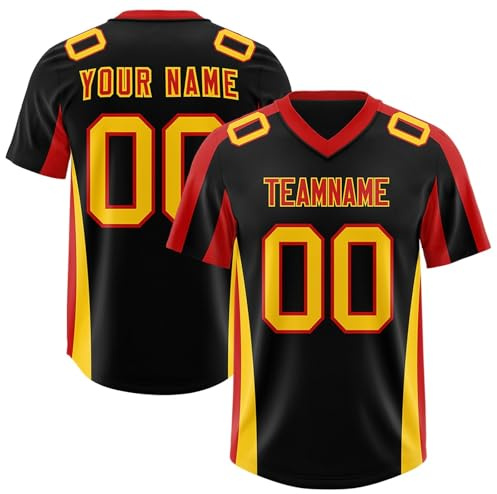 Generisch Kinder Trikot Set, Personalisiert American Football Spieltrikots Mit Name Nummer Personalisierte T-Shirt Für Erwachsene Junge Mädchen Herren Damen Jersey Football Sport (5)