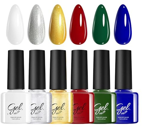 Vernis À Ongles Gel De Noël Séchage 6 Couleurs | Gel Christmas Longue Tenue Pour Manucure Fêtes Salon Domicile Mariage Spa Soins Soirée