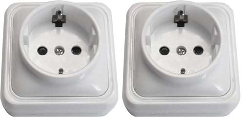 Fontini Bf bf-18 - Base enchufe schuko superficie 16a blanco bolsa (Paquete de 2)