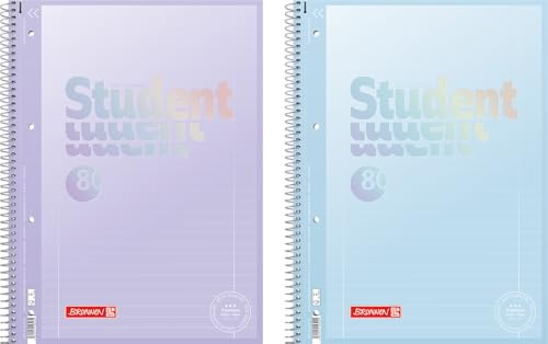 BRUNNEN Collegeblock Premium Student „Pastell 2“ | A4, Lineatur 27, 80 Blatt, sortiert