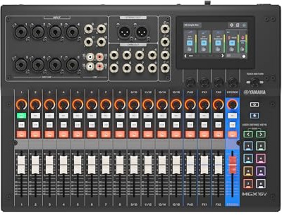 YAMAHA MGX16V Audio & Video Mixer with Touch LCD, HDMI USB, Black | Professional AV Mixer with HDMI-USB Capture, Bluetooth Audio, Dual USB and microSD Recording