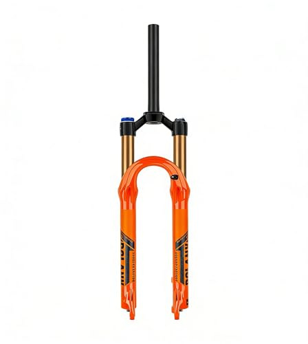 AttLvTu Fourche VTT Air 27.5 29 Pouces 120mm, Fourche Suspendue en Alliage Magnésium avec Blocage Télécommande/Manuel, Débattement 120mm, XC Trail, Orange(Straight Manual Lockout,27,5 Pouces)