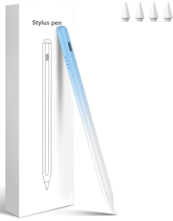 Stift für Apple iPad 2018-2026 mit 2X Schnellladung, Palm Rejection und Neigungssensitivität, Pencil für iPad A16 11/10/9/8/7/6, Pro M5/M4 13/12.9″/11″, Air M4/M3/M2/5/4/3, Mini 6/5 Farbverlauf Blau