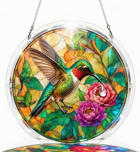 Acrylic Jigsaw Puzzle Suncatcher Kit, Hummingbird Suncatcher Puzzle for Windows, Stained Glass Window Hanging, Fade-Resistant Home Decor, Creative Birthday Gifts for Mom Grandma Wife Women