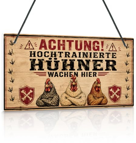 Putuo Decor Huehner Wachen PVC Schild, Lustiges Warnschild Fuer Garten, Stall, Zaun und Geschenk Fuer Huhn Besitzer