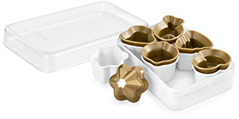 Tescoma Delicia Ausstechformen für Kekse zu Weihnachten 6 Stück, Gold/Weiß
