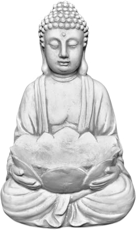 gartendekoparadies.de Buddha mit Lotusblüten Schale, Steinfigur, H. 30 cm, 6 kg, frostsicher aus Steinguss für Außenbereich (Grau)