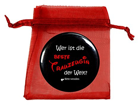 Taschenspiegel mit Spruch Beste Trauzeugin, Button 56mm rund