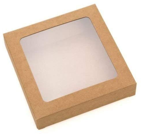 ABPAC Rustic-Modern Square Kraft Tray Bake Cake Box with Window (20) (5) - 8 x 8 x 1.5 (203 x 203 x 38 mm) - Food Storage Box