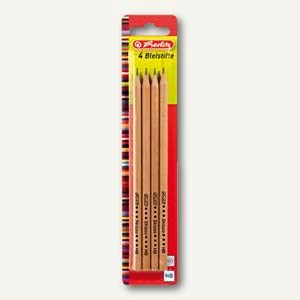Herlitz Bleistifte Skizzo, HB, naturbelassen, bruchsichere Mine Auf Blisterkarte (4er Set)