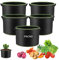 Lot de 5 pots de fleurs Uhat en tissu non tissé avec sangles de poignées pour intérieur et jardin 1 Gallons (18D*15H) Bordure verte.