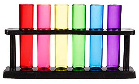 Unbekannt 12er Set Schnapsgläser Pinnchen Reagenzglas Kunststoff Shooter + 2 Ständer