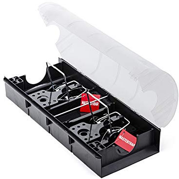 Rat Bait Station Tunnel with Dual Snap Traps That Kill Instantly (Clear Lid)