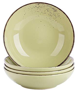 vancasso Serie Navia, Set Piatti Fondi in Grès Porcellanato 4 unità Collezione Natura - 20 cm