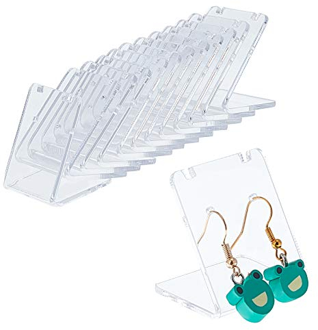 PH PandaHall 24 confezioni 48 fori porta orecchini a forma di L espositori per gioielli supporti per il marketing supporto per collana in acrilico per gioielli display posteriore inclinato penzoloni