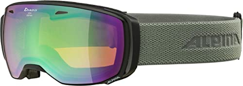 ALPINA ESTETICA Q-LITE - verspiegelte, kontrastverstärkende OTG Skibrille mit 100% UV-Schutz für Erwachsene - black-moongrey - one size