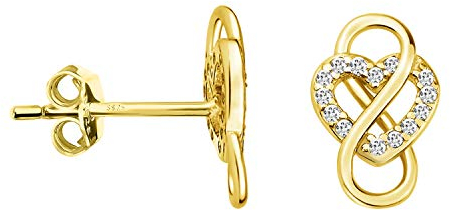 SOFIA MILANI - Damen Ohrringe 925 Silber - vergoldet/golden - mit Zirkonia Steinen - Herz Unendlichkeit Ohrringe - 20910