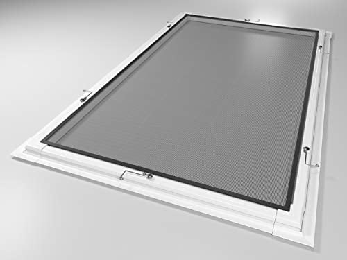 Rollmayer Mückengitter Fliegenschutz Alurahmen Fliegengitter Insektenschutz Braun, Anthrazit oder Weiß als Selbstbausatz (Weiß - 60 x 80 cm - BxH)